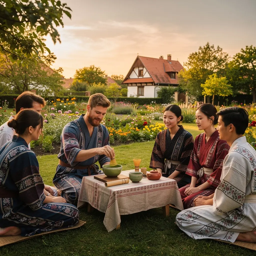 Matcha zöld tea por kis zacskóban, amely bemutatja a termék eredetét és minőségét.